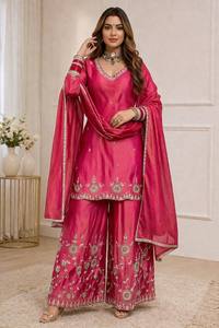 Versatile Georgette Silk Faux <b>Fur</b> Embroidered Multi Color Reversible Unstitched Women's Pakistani Ethnic Salwar Kameez Office - Product Image 2