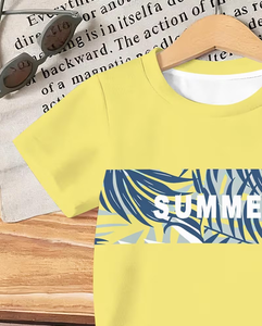 Yellow Tropical Print Jersey Boys Clothing Set Sweatshirt and Shorts Summer Casual Kids Outfit - Product Image 5