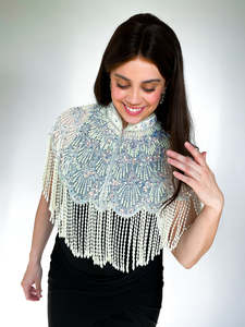 Jupe de danse de luxe faite à la main avec franges 3D, décorations en cristaux de verre perlés, strass lumineux et garniture en dentelle à coudre sur les vêtements - Product Image 4