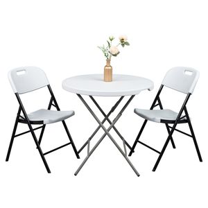 Sedie Pieghevoli da Giardino in Plastica, Confezione da 4, 47x54x84cm, Bianche - Product Image 2