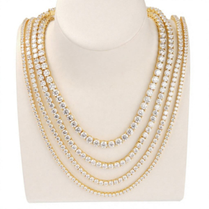 Collier tennis double rangée en moissanite glacée, argent 925, chaîne superposée or/argent, bijoux hip-hop, moissanite glacée double rangée GRA - Product Image 1