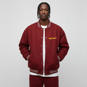 Wholesale Custom Made 100% Wool Canvas Winter Men's Hooded Varsity <b>Jacket</b> High Street Custom Printed Front Logo Breathable - Product Image 1