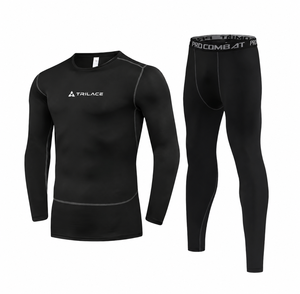 Conjunto de Compresión Deportivo para Hombre, Verano, Camiseta de Manga Larga y Pantalones, Ropa Interior Térmica, Capa Base Atlética Antiolor, Estampado de Leopardo - Product Image 1