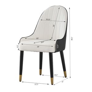 Sedia da Scrivania Moderna in Pelle PU Nera con Gambe e Schienale in Metallo per Soggiorno e Sala da Pranzo, Set da 2 Pezzi - Product Image 6