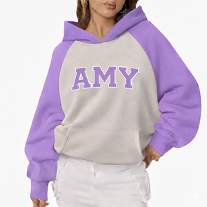 Sweat-shirt élégant pour femme, à capuche, long, en molleton d'hiver, coupe ample et décontractée, chaud, en coton, avec logo frontal - Product Image 4