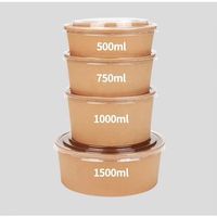 Bol à salade minimaliste en papier kraft biodégradable imprimé sur mesure de 32 oz avec couvercle en PET, récipient alimentaire jetable pour restaurant