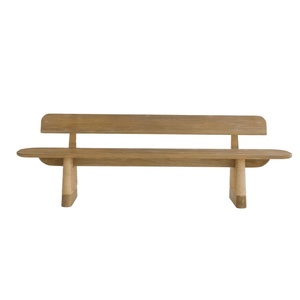 Banc de jardin en teck massif avec assise en rotin tressé, mobilier moderne 2 places - Product Image 2
