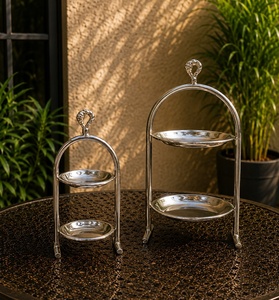 Stainless Steel Two-Tier <b>Cake</b> <b>Stand</b> <b>Set</b> Eco-Friendly Adjustable Dishwasher Safe Customizable Color Custom Logo for Party Wedding - Product Image 1