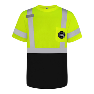 Camiseta de Trabajo Reflectante de Alta Visibilidad para Hombre, Color Verde Neón, Manga Corta, con Franjas Reflectantes y Bolsillos, Diseño Fluorescente - Product Image 1