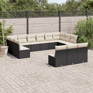 Conjunto de Sofás Modulares Grandes de Ratán Sintético Negro para Jardín, Muebles Modulares Elegantes para Exteriores - Product Image 1