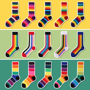 ถุงเท้าข้อกลางสีผสมหลากสีสันลายรุ้งสำหรับฤดูใบไม้ร่วงและฤดูหนาว ผลิตจากผ้าฝ้าย ระบายอากาศได้ดี ซึมซับเหงื่อ เหมาะสำหรับใส่ทำงานและออกกำลังกาย - Product Image 5