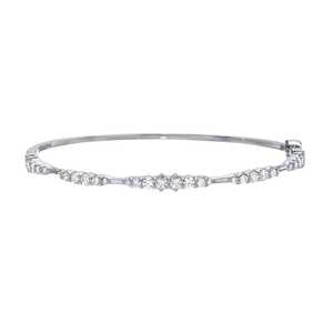 Diamond Solitaire Bangle Round Lab Grown 10k 14K <b>Solid</b> Gold Push Clasp With Safety Latch Everyday Wear Stacking Jewelry <b>Bracelet</b> - Product Image 5