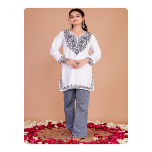 Kurti court brodé du Cachemire pour femme, tenue traditionnelle indienne, design classique, coupe régulière, rayonne de qualité supérieure, vêtement ethnique pour les fêtes - Product Image 5