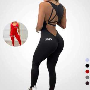 Unisex Backless Ankle Strap Sport <b>Bra</b> Leggings Set Regular Seamless Elastic Waist Solid Color Breathable All Seasons 100% Cotton - Product Image 2