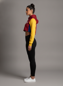 Sudadera con Capucha Corta de Bloques de Color para Mujer, Manga Larga, Tejido de Algodón, Transpirable, Moda Urbana Otoñal - Product Image 2