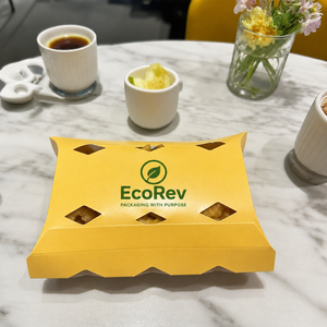 Boîte à frites jetable biodégradable en forme d'oreiller, écologique, personnalisée avec revêtement UV, pour frites coupées en spirale - Product Image 3