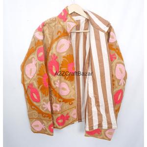 Wholesale Premium Breathable Eco-Friendly Quick Dry Nonwoven Cotton Embroidered Cotrise <b>Jacket</b> <b>Mandarin</b> <b>Collar</b> Cotton Lining - Product Image 4