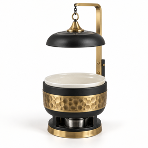 Plat de service rond élégant en cuivre noir, conçu pour la présentation professionnelle des aliments et le service de buffet. - Product Image 6