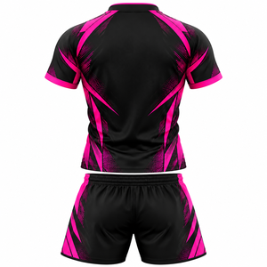 Conjunto de Camiseta y Pantalones Cortos de Rugby Personalizados para Hombre, Kits de Equipo de Rugby Profesional, Impresión por Sublimación, Tela Transpirable, Proveedor Mayorista - Product Image 3