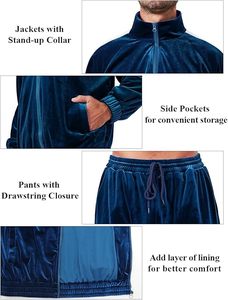 ชุดวอร์มกำมะหยี่ดีไซน์ใหม่ปี 2026 เสื้อแจ็คเก็ตและกางเกงขายาวแบบซิปเต็มตัว แฟชั่นกีฬาฟิตเนส ผ้ากำมะหยี่ปักโลโก้ ชุดวอร์มผู้ชาย - Product Image 6