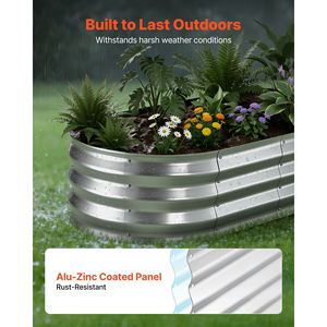 Set di 2 Fioriere Rialzate Ovali in Metallo Zincato 4 X 2 X 1 Piedi, Kit per Giardino Esterno Senza Fondo, Vasi e Fioriere - Product Image 5