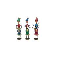 Ensemble de 3 figurines métalliques antiques Sardar Ji, musicien punjabi, design traditionnel, artisanat, décoration d'intérieur, haute qualité