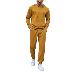 Custom Men's Winter Hooded Tracksuit Set Lightweight Quick Dry Sports <b>Jacket</b> Drawstring Pants Regular Fit Gym Wear - Product Image 6