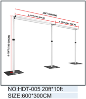 Structure de toile et de tringles réglables 20ft*10ft avec base métallique robuste pour la décoration d'événements, de fêtes et de mariages
