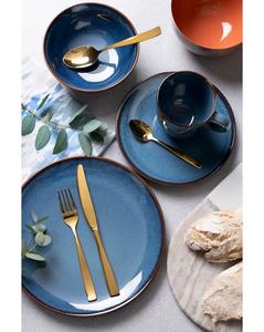 Juego de Platos de Cerámica Azul Medianoche con Esmalte Reactivo Brillante, Borde de Contraste Intenso, Duradero y Apilable, Estilo Moderno para Decoración de Mesa - Product Image 2