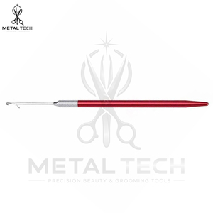 Slim Red Handle Micro Ring Hair Extension <b>Threader</b> Latch Hook <b>Needle</b> Holder Tool Set For Salon Weaving Fitting Hardware - Product Image 3