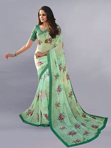 ผ้าซารีงานแต่งงานสำหรับผู้หญิงอินเดียลายพิมพ์ขอบลูกไม้คุณภาพสูงรุ่นล่าสุด พร้อมเสื้อคลุมสำหรับงานเทศกาล งานปาร์ตี้ และงานแต่งงาน ดีที่สุด - Product Image 2