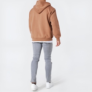 Camel Zip Up Graphic Hoodie Casual Streetwear Jacket Cotton Blend Fleece Full Zip Hoodie Custom Logo OEM ODM Wholesale Hoodies - Product Image 4