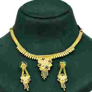 Wholesale Dubai Style Fashion Jewelry 14K18K24K Micron Gold Plated Forming Short Necklaces Traditional <b>Floral</b> Design Jewelry Set - Product Image 1