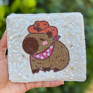 Bolso de Mano Tipo Clutch para Mujer, Estilo Vaquero, con Cuentas de Capibara, Lentejuelas, Ajustable, Anti-Robo, Cierre de Cremallera, Ecológico, Duradero, Moda Occidental - Product Image 4