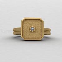 14K vergoldeter 10mm achteckiger Rohling-Ringfassung mit Zentral-CZ-Fassung für Muttermilch-Harz-Erinnerungsstücke DIY Schmuckzubehör