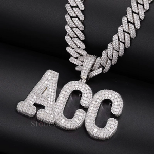 Pendentif personnalisé de luxe gravé avec un nom, bijoux fins, pendentifs et breloques, plaqué or 18 carats, collier personnalisé unisexe, style hip hop - Product Image 2