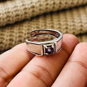 Trendy High Demand Geometric Amethyst Brass <b>Ring</b> <b>Silver</b> Plated <b>Adjustable</b> Tribal Latest <b>Ring</b> Wholesale <b>Ring</b> For Men's - Product Image 2