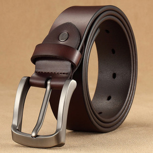 Ceinture en cuir de vache véritable pour homme avec boucle en acier, respirante et imperméable, ceinture de travail décontractée pour homme - Product Image 2