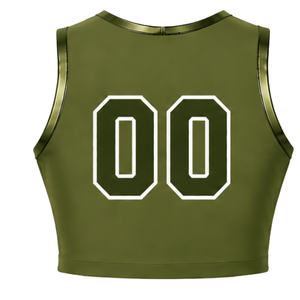 Camiseta Deportiva sin Mangas Color Verde Oliva para Animadoras, Top Corto Transpirable, Ropa Deportiva Ligera, Personalizable - Product Image 2