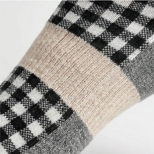 Crew <b>Socks</b> Plaid Pattern Black White Beige Cotton Breathable Casual Autumn Adult Regular Fit Knitted <b>Socks</b> - Product Image 5
