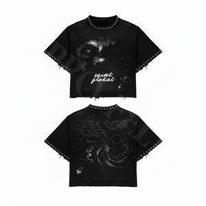 Offre Spéciale Été – T-shirt 100% Coton Délavé à l'Acide avec Logo Imprimé DTG, Ourlet Brut Confortable, Style Hip Hop Respirant, Strass - Product Image 2