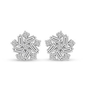 Boucles d'oreilles tendance en or massif 9k/10k/12k/14k/18k avec fleur de pivoine et diamants de laboratoire (3 carats) Tw. Pour femmes et filles - Product Image 1