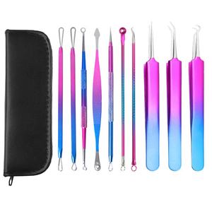 10 Pieces Professional Stainless Steel <b>Blackhead</b> Remover <b>Tool</b> Set Acne Pimple <b>Extractor</b> With Custom Label - Product Image 3