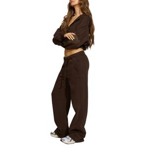 Haute qualité décontracté solide blanc épais femmes surdimensionné mode haut court sweats à capuche empilés survêtement Logo personnalisé coton lourd - Product Image 2