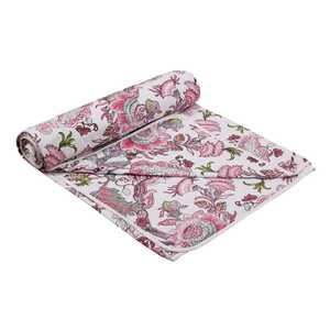 Dohar Beautiful Handmade New Cotton Quilt Hand Block Printed Floral Design Pure Cotton Large Size Soft Printed Dohar Blanket - Product Image 1