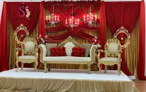 El mejor juego de sofás de boda de Bollywood, bodas indias, juegos de sofás dorados Maharaja, estilo francés, muebles de boda de lujo personalizados, EE. UU. - Product Image 3