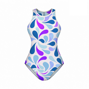 Traje de Baño de Una Pieza con Bloques de Color Blanco y Negro, Corte Alto, Secado Rápido, Estampado Frontal - Product Image 4