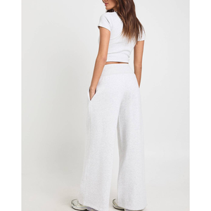 Pantalon droit en molleton pour femme grande taille, personnalisé, style streetwear, avec logo brodé, pour le fitness et la gym, vente en gros - Product Image 2