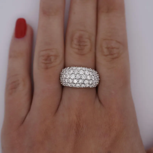 Classic Women's <b>Eternity</b> Band <b>Ring</b> With Natural Round Diamond Pave Setting Rhodium Plated 925 <b>Silver</b> Wedding Jewelry - Product Image 3