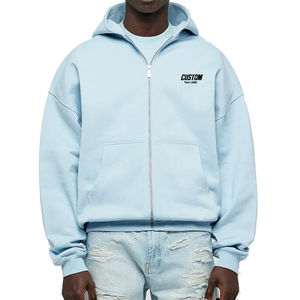 Sweat à capuche zippé pour homme en molleton bouclette 450 g/m², coupe oversize, coupe courte, coupe carrée, épaules tombantes, en coton, personnalisable, vente en gros - Product Image 1